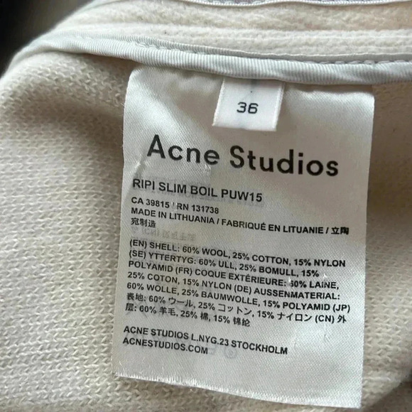 ACNE STUDIOS Ivory Slim Boil jacket size 36/S - Picture 11 of 11